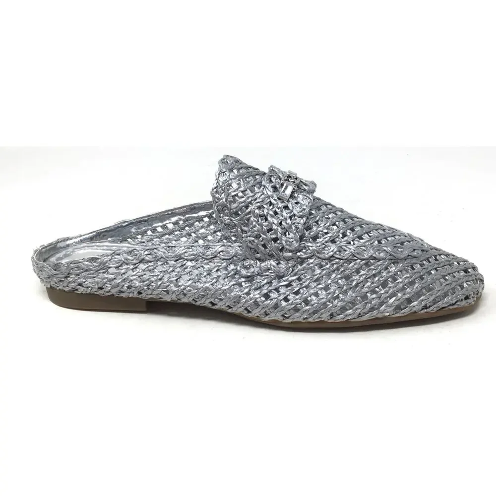 Aerosoles Hannah Raffia Women's Size 10.5 Silver Slip-On Loafer Shoes